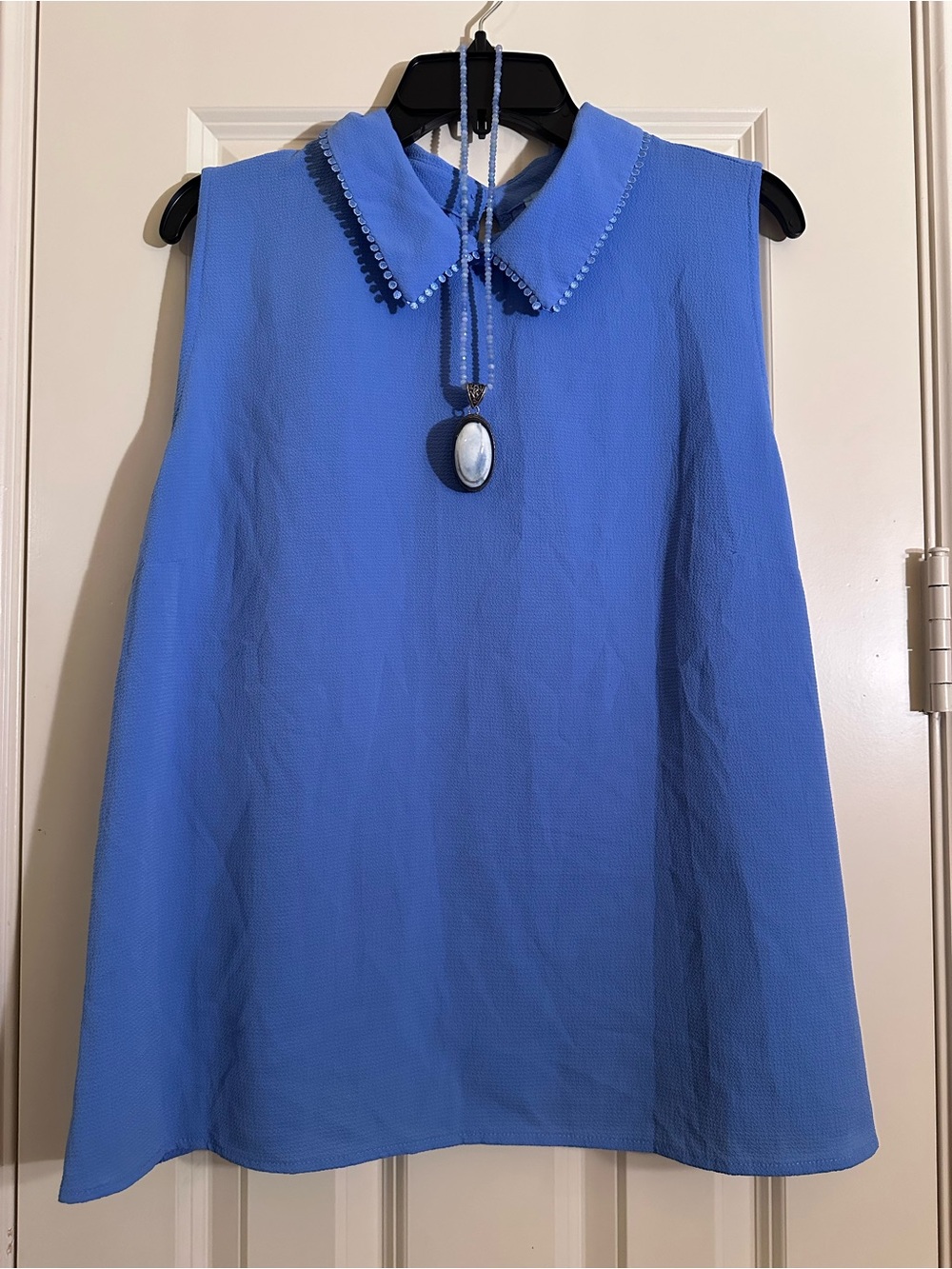 Cece Blue Pleated Neck Camisole